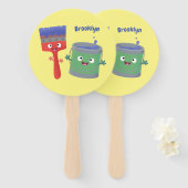 Niedliche Malerpinsel und Zeichenkarikaturen Fächer (Vorne und Hinten)