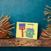 Niedliche Malerpinsel und Zeichenkarikaturen Fotoplatte (Seite)