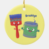 Niedliche Malerpinsel und Zeichenkarikaturen Keramik Ornament (Hinten)