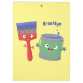 Niedliche Malerpinsel und Zeichenkarikaturen Klemmbrett (Rückseite)