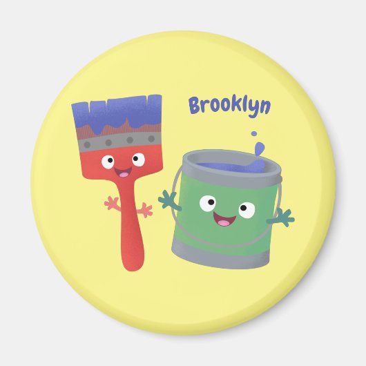 Niedliche Malerpinsel und Zeichenkarikaturen Magnet (Vorne)