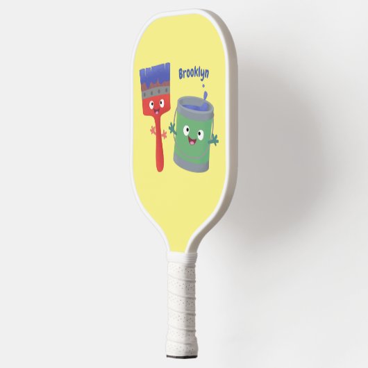 Niedliche Malerpinsel und Zeichenkarikaturen Pickleball Schläger (Links)