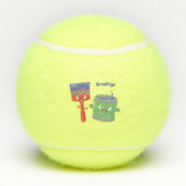 Niedliche Malerpinsel und Zeichenkarikaturen Tennisbälle (Rückseite)