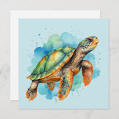 Niedliche Malerschildkröte Einladung (Vorne/Hinten)