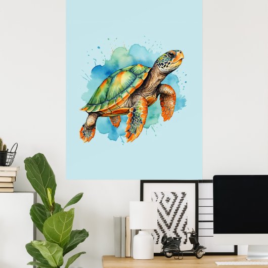 Niedliche Malerschildkröte Poster (Heimbüro)
