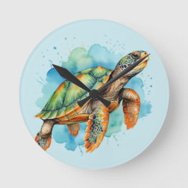 Niedliche Malerschildkröte Runde Wanduhr