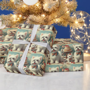 Niedliche Maltesische Welpenmalerei Geschenkpapier