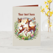 Niedliche Mama Baby anpassbar Hirsche Karte (Gelbe Blume)