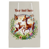 Niedliche Mama Baby anpassbar Hirsche Mittlere Geschenktüte (Rückseite)