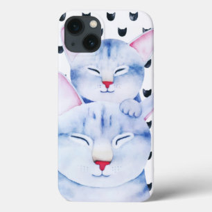 Niedliche Mama Baby Cat Liebe Wasserfarbe Case-Mate iPhone Hülle