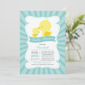 Niedliche Mama Baby Ducks Neutral Boys Babydusche Einladung (Stehend Vorderseite)
