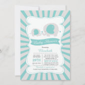 Niedliche Mama Baby Elephant Boys Kinderdusche Einladung (Vorderseite)