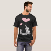 Niedliche Mama Baby Elephant Pink Heart Balloons T-Shirt (Vorne ganz)