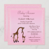 Niedliche Mama & Baby Giraffe Pink Babydusche Einladung (Vorne/Hinten)