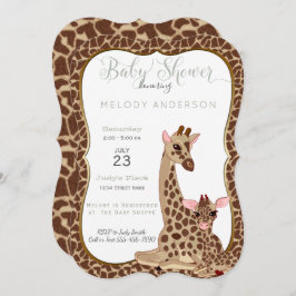 Niedliche Mama & Baby Giraffe TierThema Kinderdusc Einladung