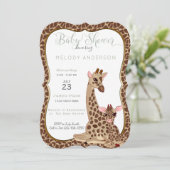 Niedliche Mama & Baby Giraffe TierThema Kinderdusc Einladung (Stehend Vorderseite)