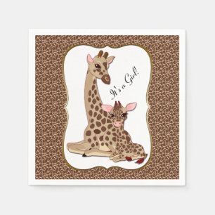 Niedliche Mama & Baby Giraffe TierThema Kinderdusc Serviette