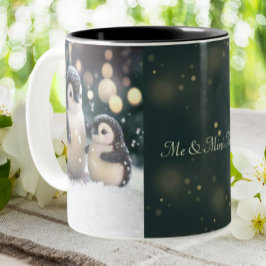 Niedliche Mama & Baby Penguin Me & Mini Me Persona Zweifarbige Tasse