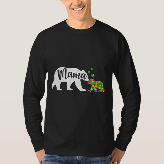 Niedliche Mama Bear Autism Awareness Family Suppor T-Shirt (Vorderseite)