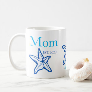 Niedliche Mama Blue Starfish Beachy Kaffee Tasse