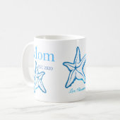 Niedliche Mama Blue Starfish Beachy Kaffee Tasse (Vorderseite Links)