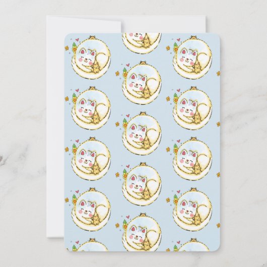 Niedliche Mama Cat and Kittens Baby Shower Einladu Einladung (Rückseite)