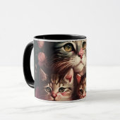 Niedliche Mama Cat und Kittens Feminine Tasse (Vorderseite Links)