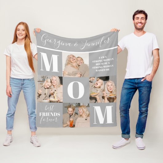 Niedliche Mama FotoCollage Grau Fleecedecke (Beispiel)