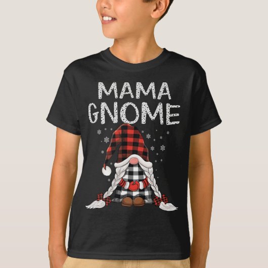 Niedliche Mama Gnomes Karo Kariertes Rotmuster Wei T-Shirt (Vorderseite)