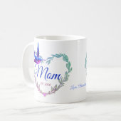 Niedliche Mama Herz Hummingbird Lila Blue Kaffee T Kaffeetasse (Vorderseite Links)
