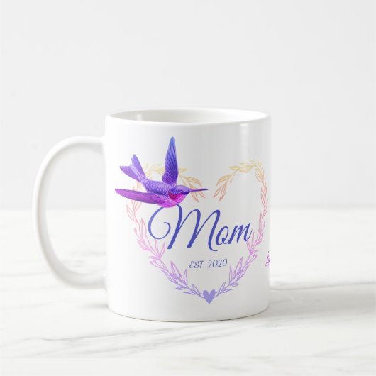 Niedliche Mama Herz Hummingbird Lila Pink Tasse (Links)