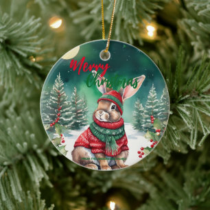 Niedliche MAMA Kaninchen Weihnachten Weihnachtsnam Keramik Ornament