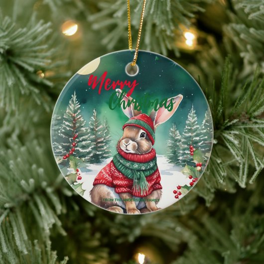 Niedliche MAMA Kaninchen Weihnachten Weihnachtsnam Keramik Ornament (Baum)