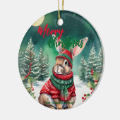 Niedliche MAMA Kaninchen Weihnachten Weihnachtsnam Keramik Ornament (Links)