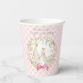 Niedliche Mama & Kleine Gingham Baby Dusche Girl Pappbecher (Rückseite)