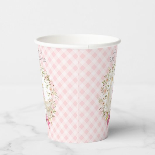 Niedliche Mama & Kleine Gingham Baby Dusche Girl Pappbecher (Rechts)