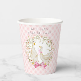 Niedliche Mama & Kleine Gingham Baby Dusche Girl Pappbecher