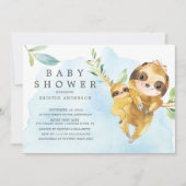 Niedliche Mama mit Baby Sloth Baby Dusche Einladung (Vorderseite)