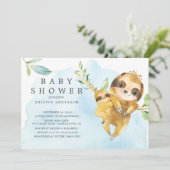 Niedliche Mama mit Baby Sloth Baby Dusche Einladung (Stehend Vorderseite)