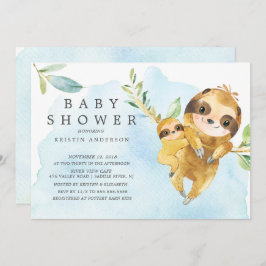 Niedliche Mama mit Baby Sloth Baby Dusche Einladung