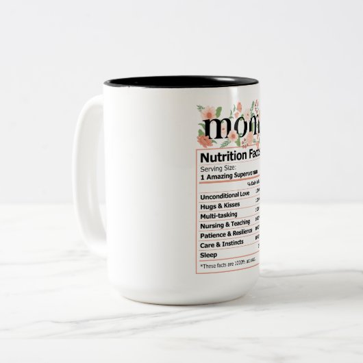 Niedliche Mama Nährwerte Fakten Zweifarbige Tasse (Vorderseite Links)