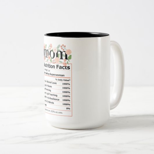 Niedliche Mama Nährwerte Fakten Zweifarbige Tasse (VorderseiteRechts)