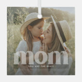 Niedliche Mama-Overlay-Foto Ornament Aus Glas (Vorderseite)