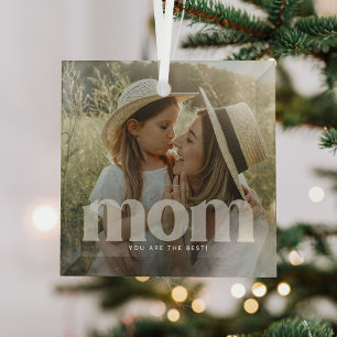 Niedliche Mama-Overlay-Foto Ornament Aus Glas