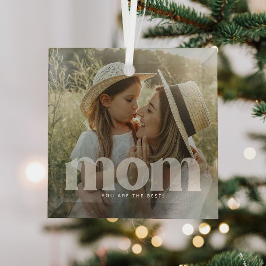 Niedliche Mama-Overlay-Foto Ornament Aus Glas