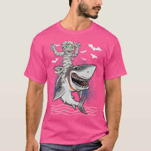 Niedliche Mama Riding Shark Happy Halloween Day Bo T-Shirt