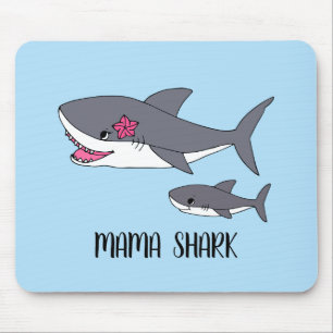Niedliche Mama Shark und Baby Shark Mousepad