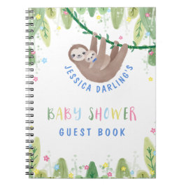 Niedliche Mama und Baby Boy Sloth Gästebuch Notizblock