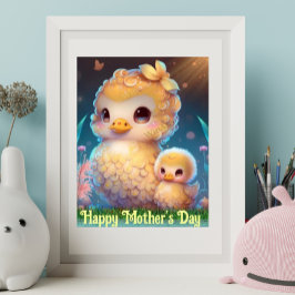 Niedliche Mama und Baby Duck im Garten Muttertag K Poster