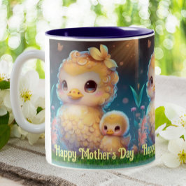 Niedliche Mama und Baby Duck im Garten Muttertag K Zweifarbige Tasse